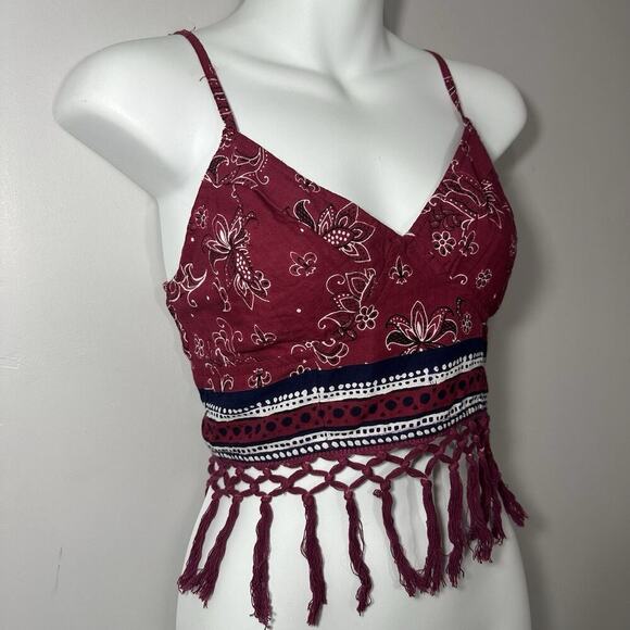 NWT Free People Red Bandana Cropped Top Boho Festival Coastal Cowgirl Western - Picture 6 of 10